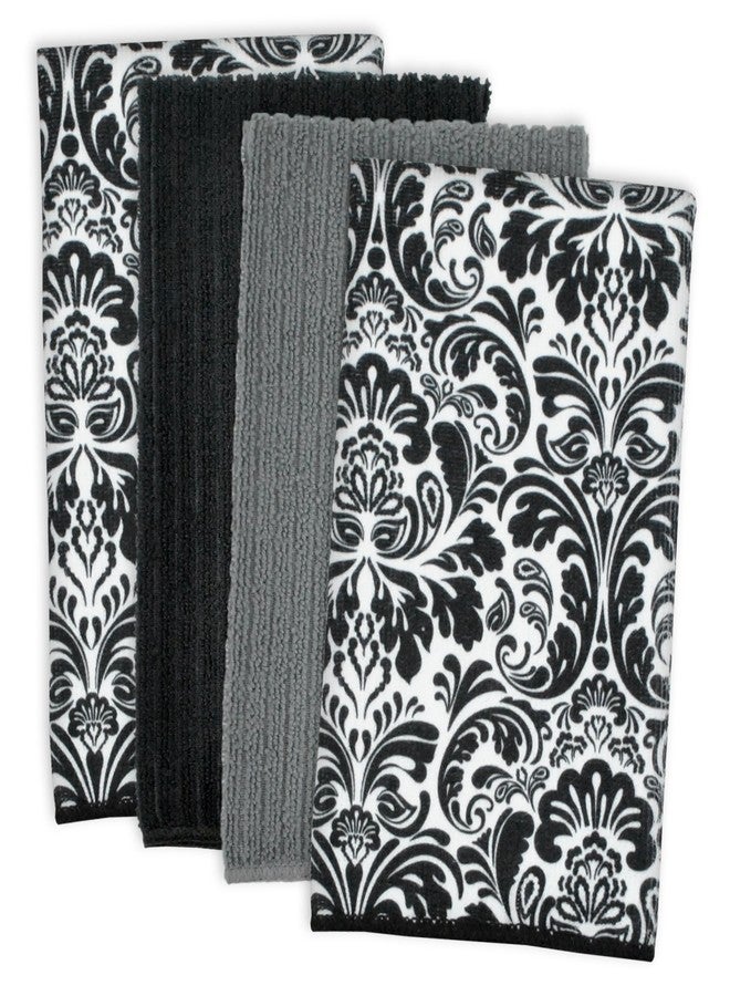 DII Cleaning Collection Multi-Purpose Microfiber, Black Damask, Dishtowel Set - Image 1